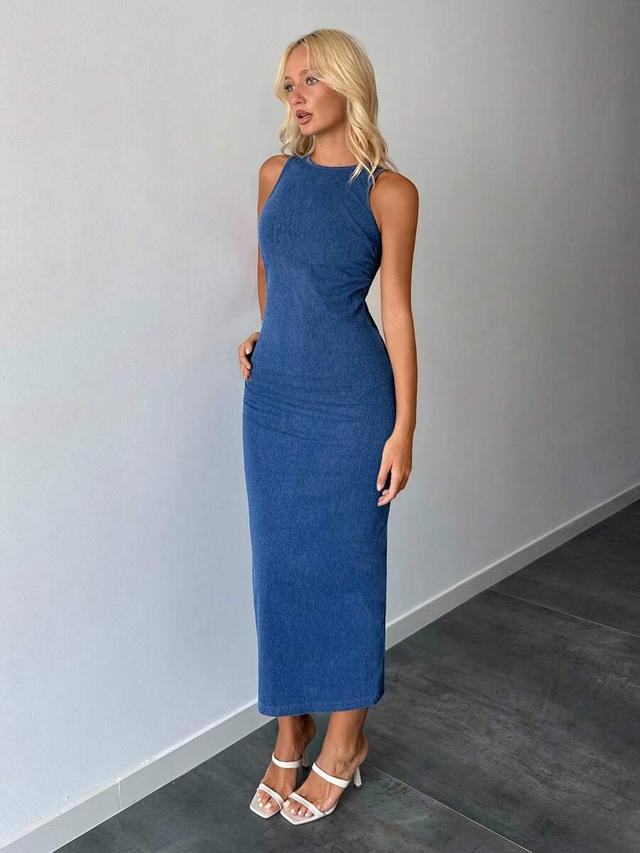 siren gaze women's sleeveless denim dress