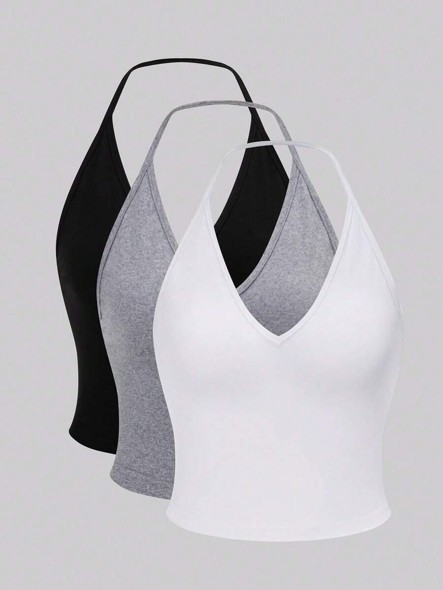black sweetra solid cotton halter neck crop top
