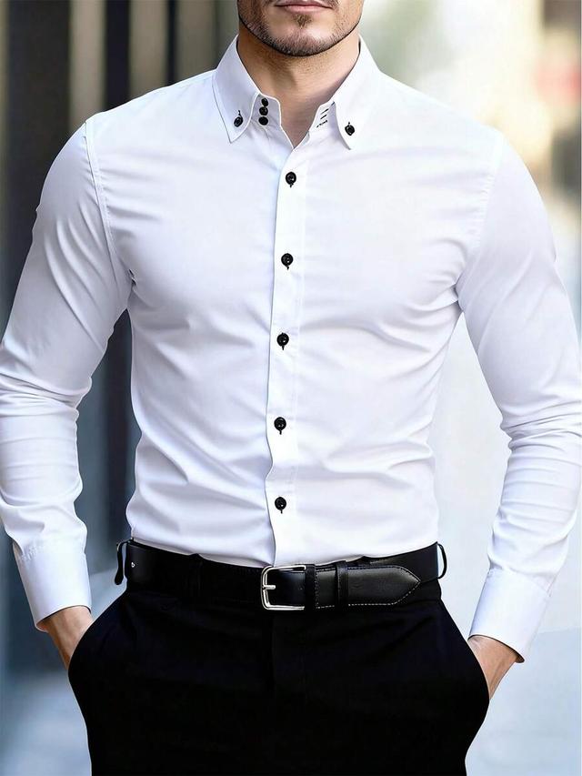 white cotton button-down formal dress shirt