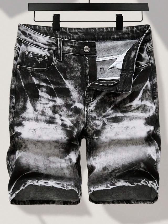 men's slim stretch acid wash denim shorts