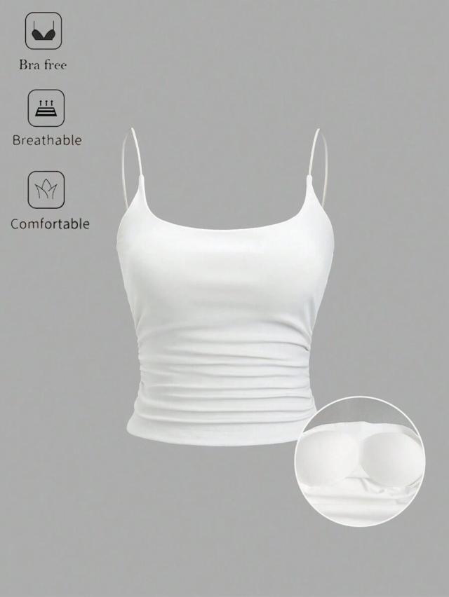 white padded pleated camisole top
