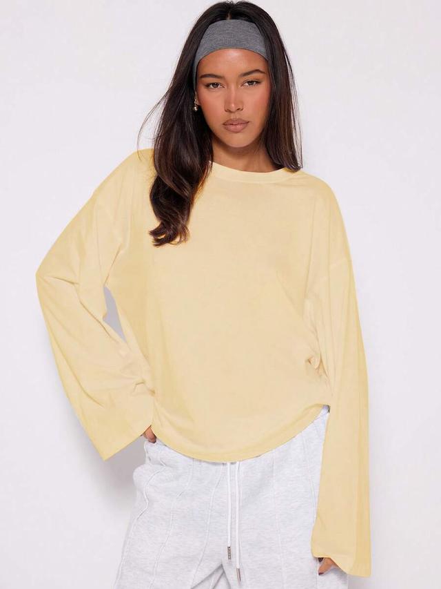 musera loose long sleeve yellow casual oversized top