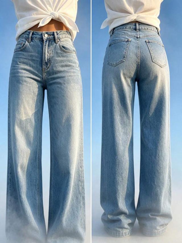 light wash high waisted wide leg denim jeans