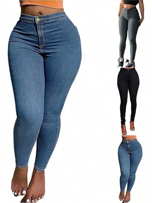 grey high waisted blue stretch denim skinny jeans