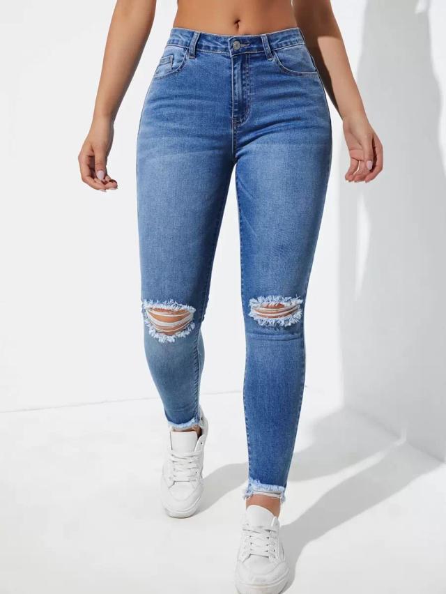 flexra ripped raw cut skinny jeans