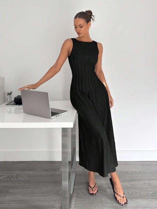 siren gaze black slim fit a-line long dress