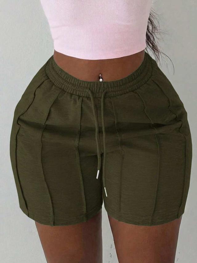 olive green toothpick pleat casual sports shorts