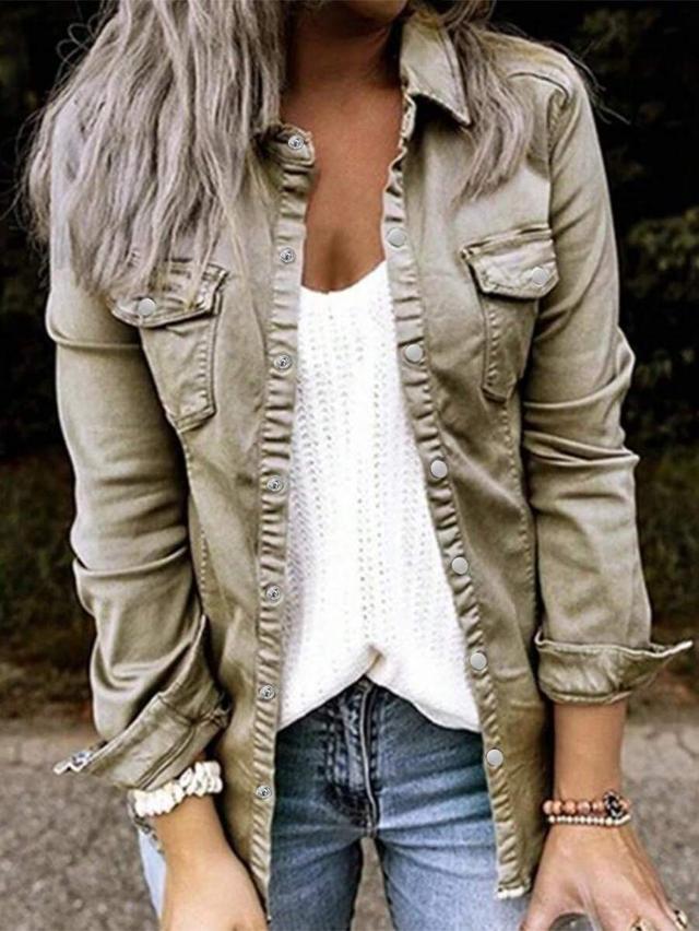 olive green utility button down shirt jacket