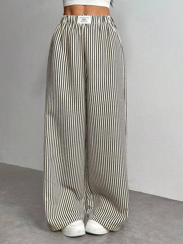 striped wide leg loose casual pants