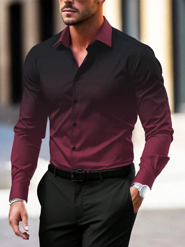 ombre gradient long sleeve formal dress shirt