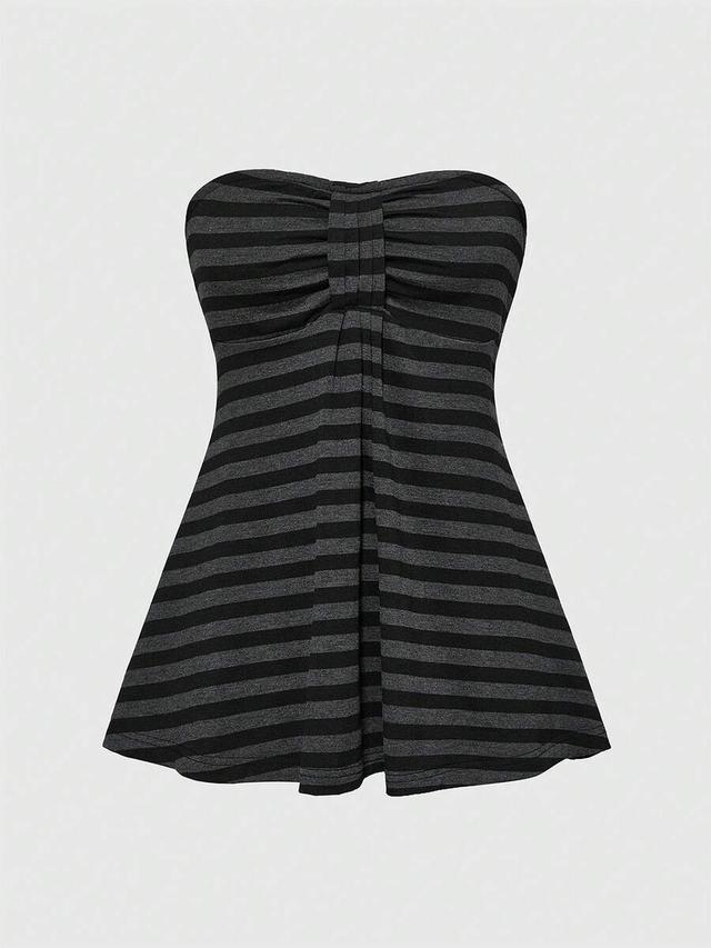 striped slim fit tube top