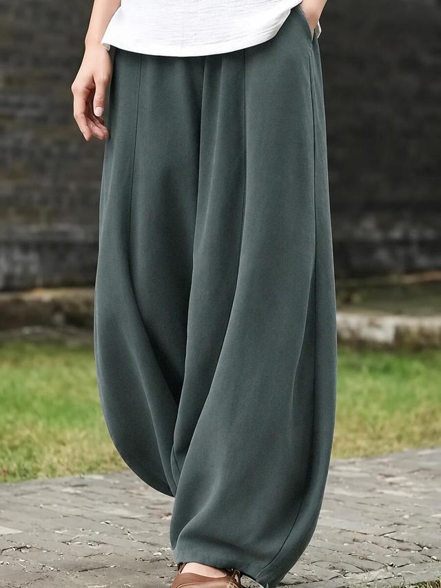 plus size solid color minimalist dad trousers