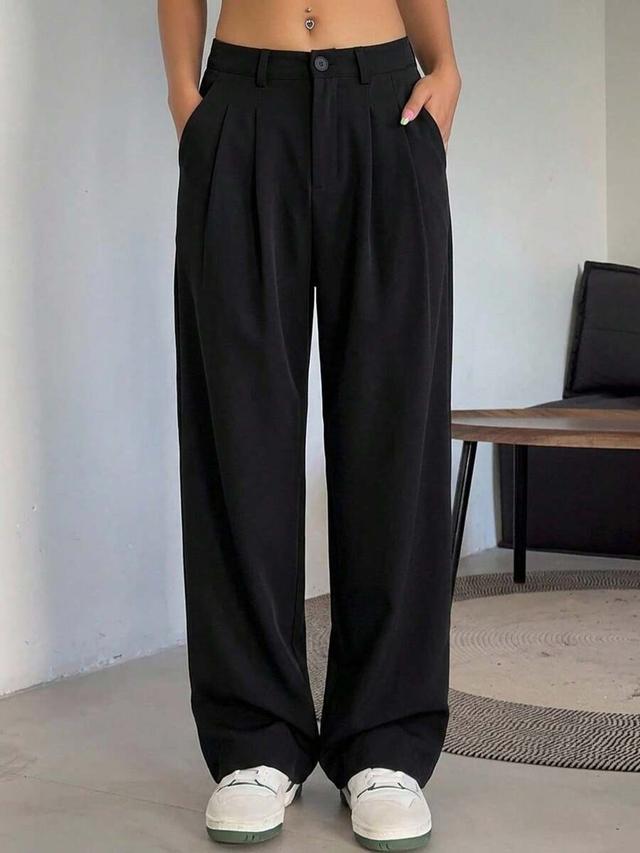 dazy black pleated wide leg dress pants
