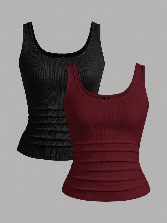 black ribbed sleeveless tank top