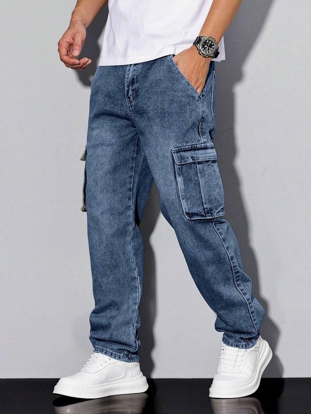men's comfort fit denim cargo pants