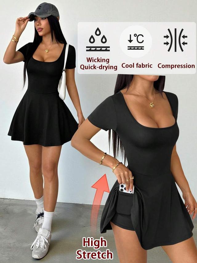 black high-stretch athletic skort dress