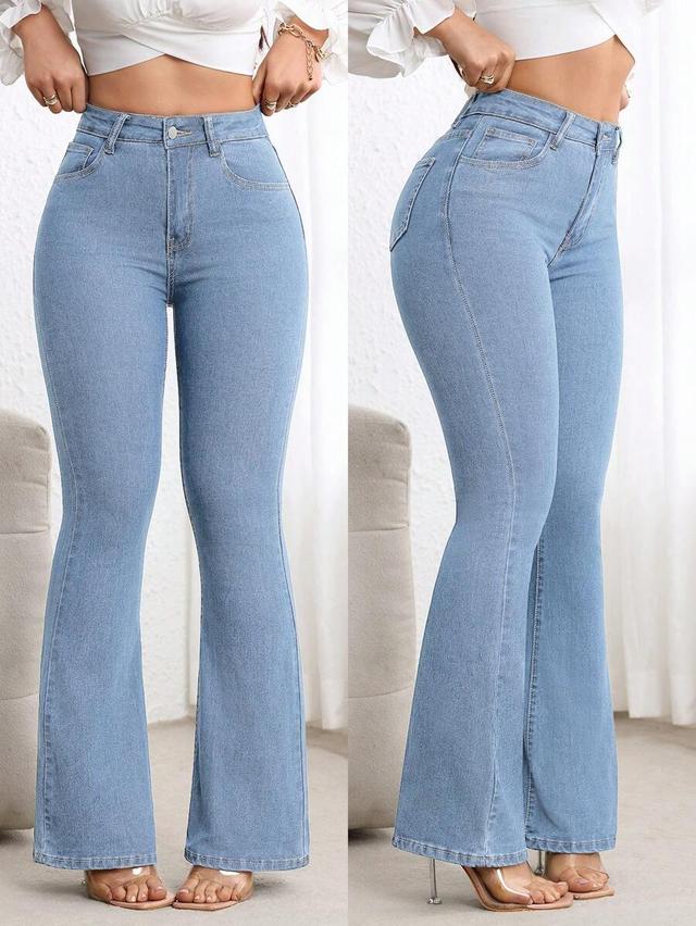 light wash high waisted flared denim jeans