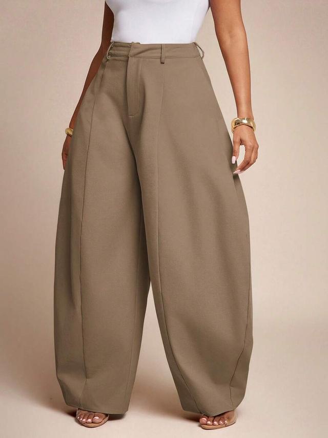vixey seam detail high waist barrel leg office pants