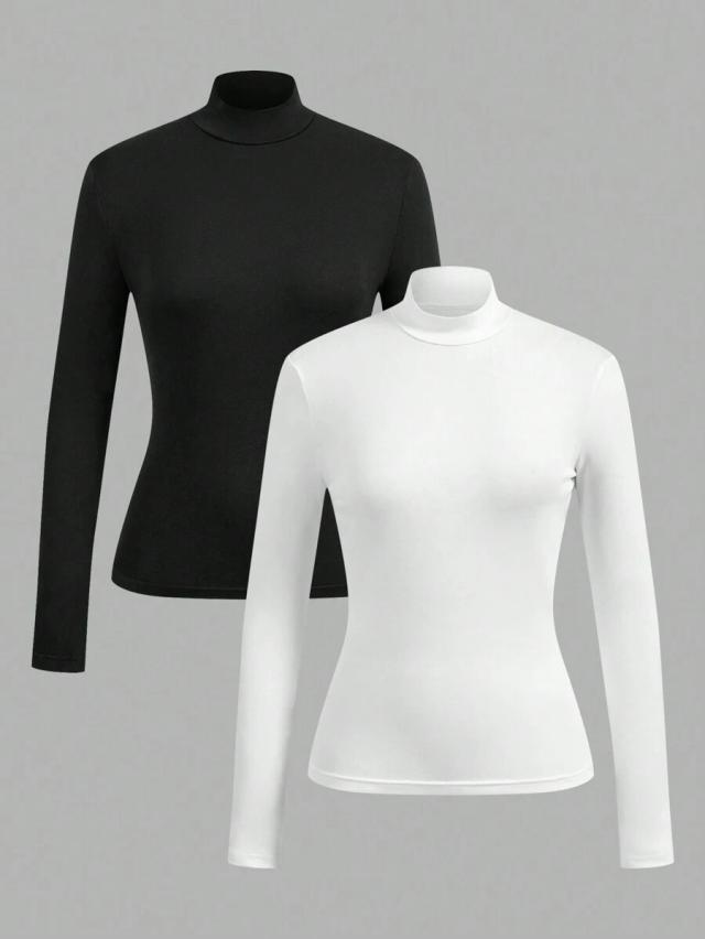 white high neck long sleeve tight fit base layer set