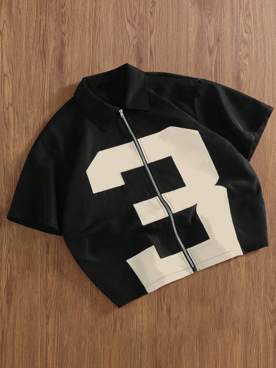 tokvue black summer streetwear oversized zipper front shirt