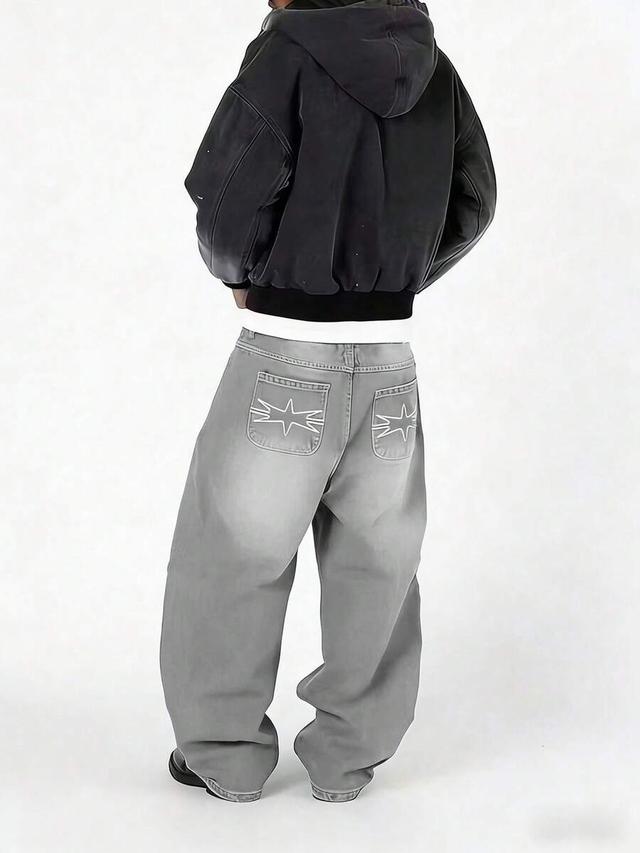 men's vintage black washed denim relaxed fit jeans