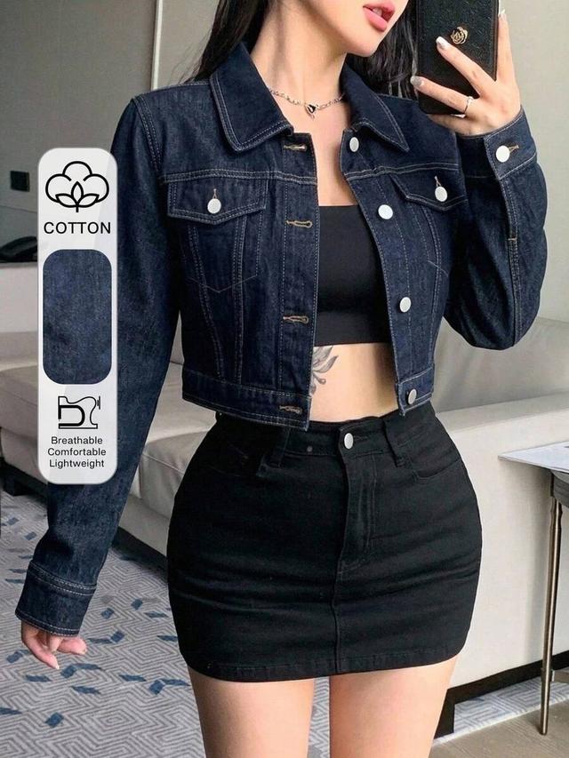 dark wash denim cropped jacket