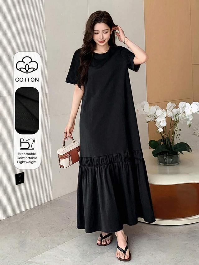 black loose fit cotton t-shirt dress