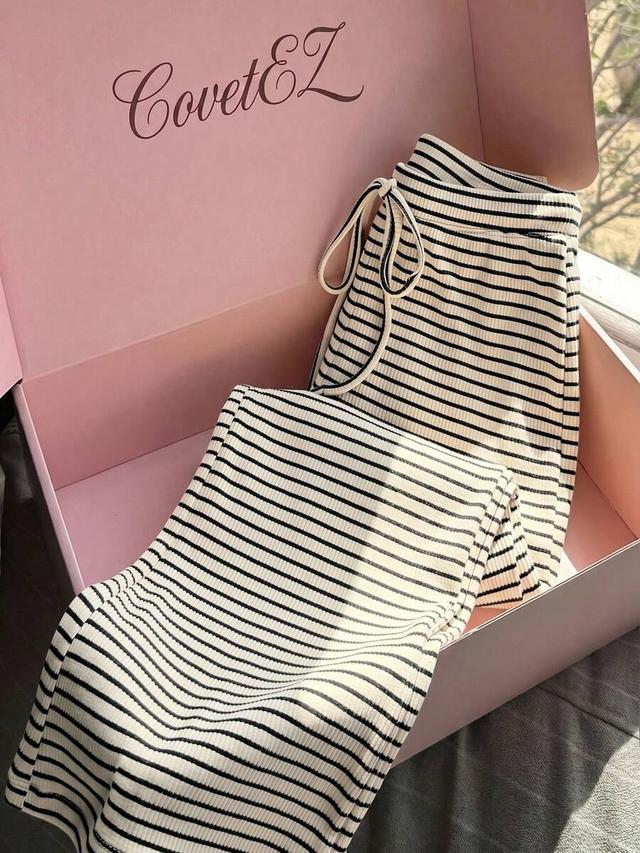 striped ribbed lounge trousers