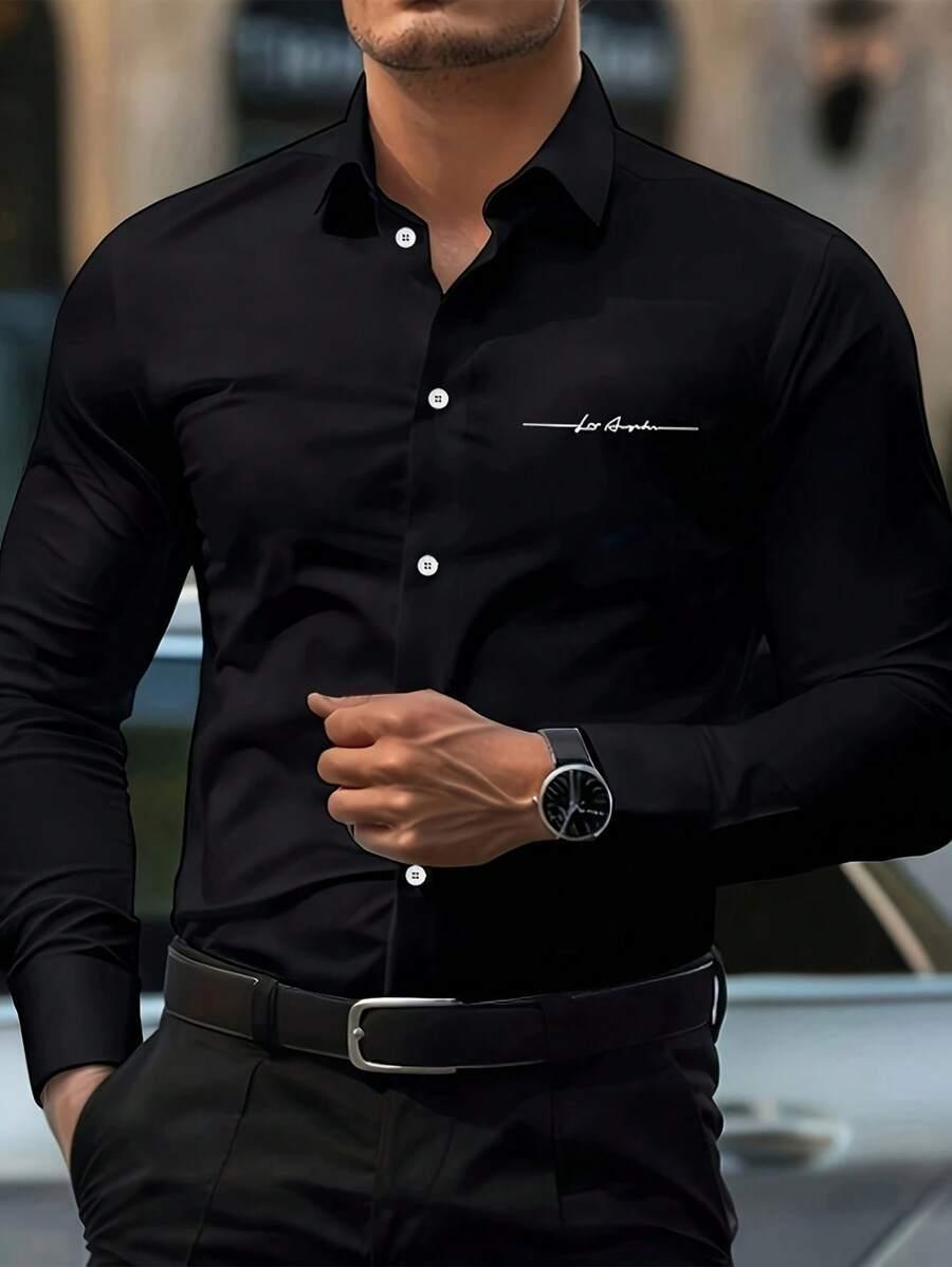 black long sleeve formal button-up shirt