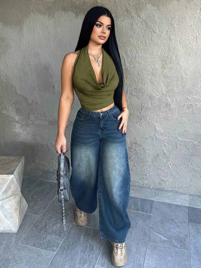 sage green scoop neck sleeveless cropped y2k top