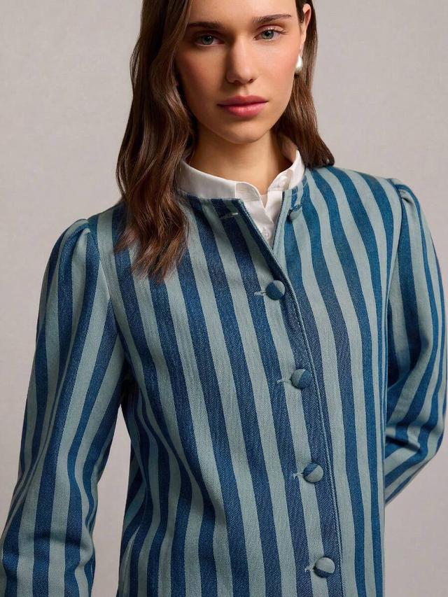 nöista striped blouse with puff shoulders and covered buttons
