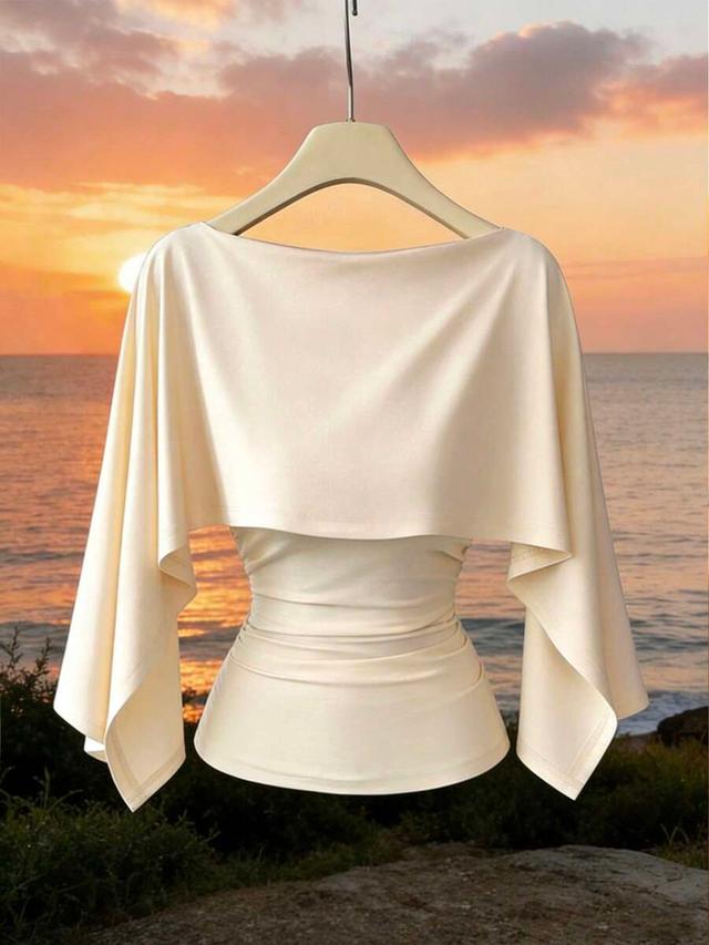 ivory sleeveless shawl collar elastic knit top