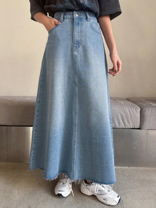 dazy women's loose washed casual versatile denim skirt petite