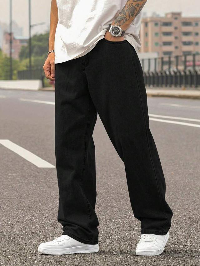 men's washed black straight loose retro y2k jeans