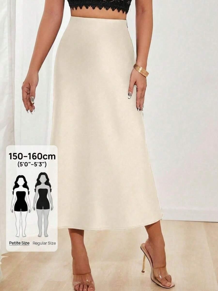 solid color satin mermaid midi skirt