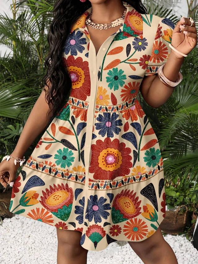 floral print button-down shirt dress