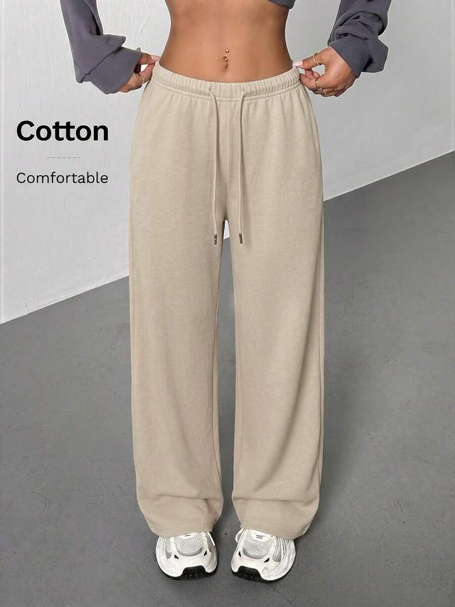 beige casual low-waist straight leg sweatpants
