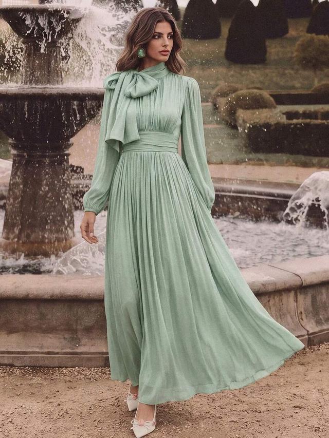 anewsta essential women's long dress with waist ruffle