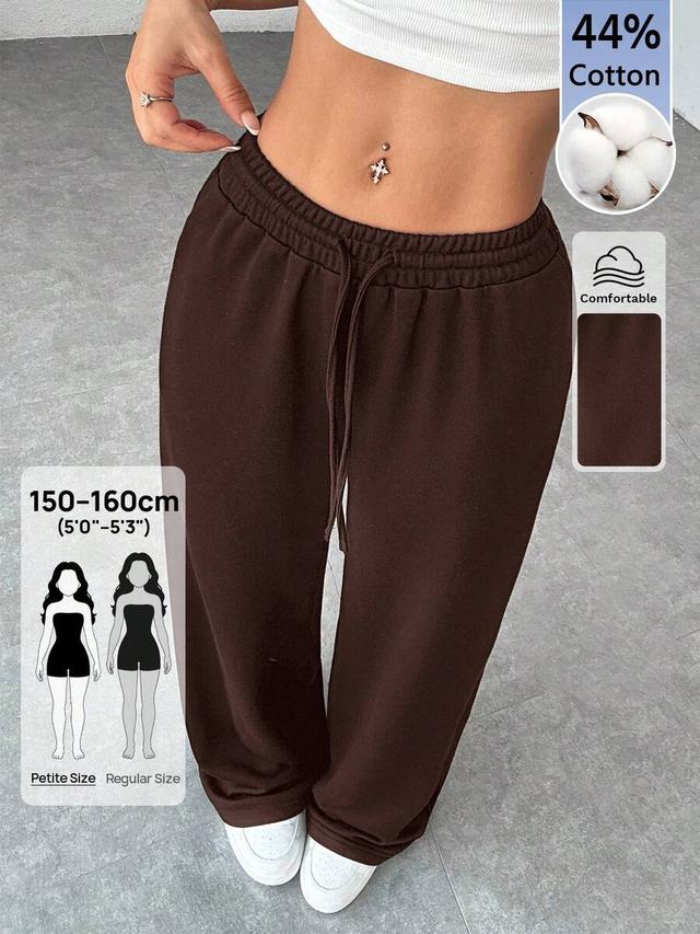 brown solid color knitted wide-leg sweatpants