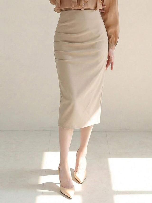 dazy women's solid color bodycon pencil skirt