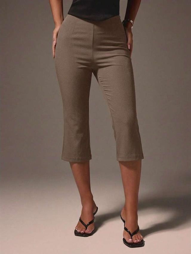 high waisted wide leg cropped capri trousers