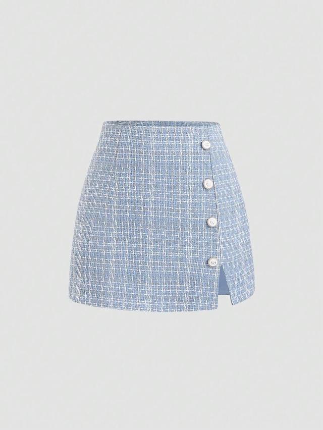 versatile pink tweed high waist a-line mini skirt