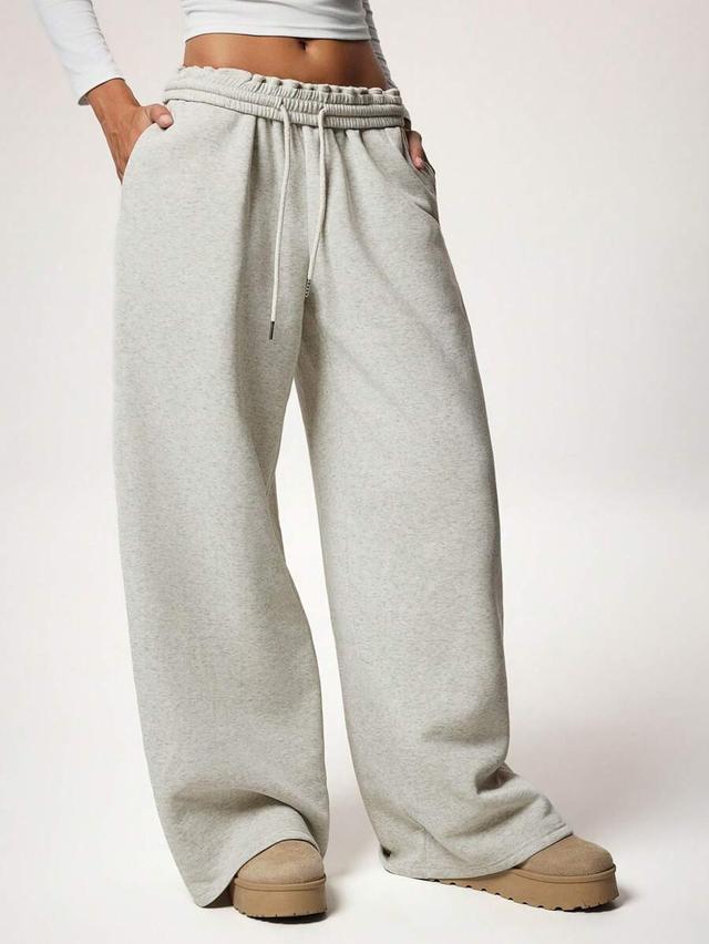 thermal lined grey wide leg sweatpants