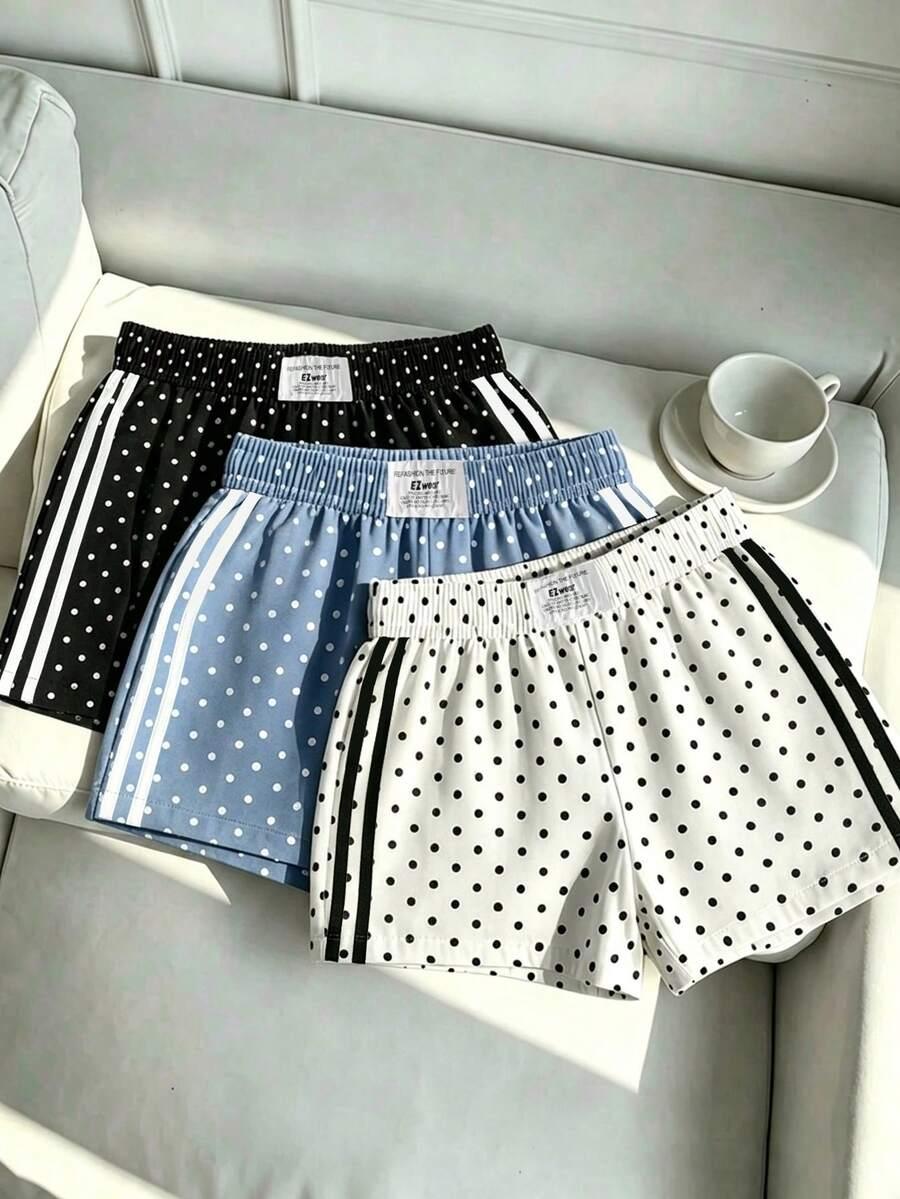 white polka dot casual athletic shorts