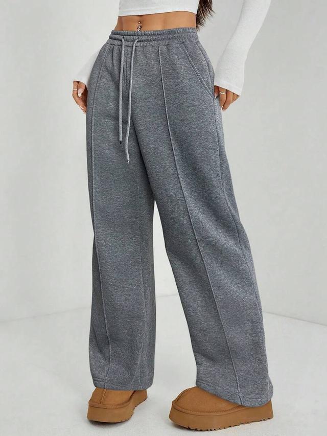 grey heathered straight-leg lounge sweatpants with pebble detail