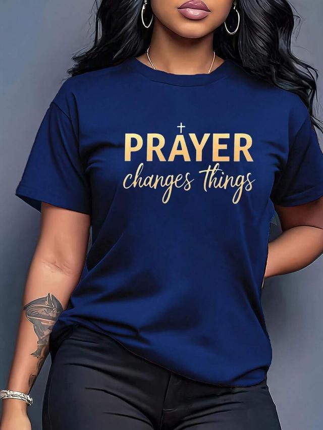 navy blue cotton t-shirt with prayer print