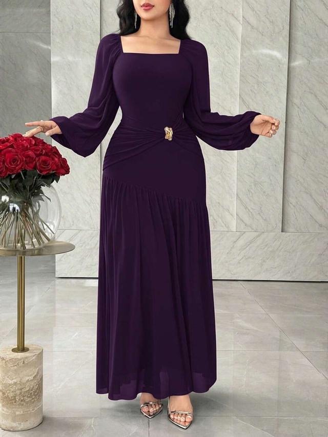 feyla women's elegant solid color dress for commuting