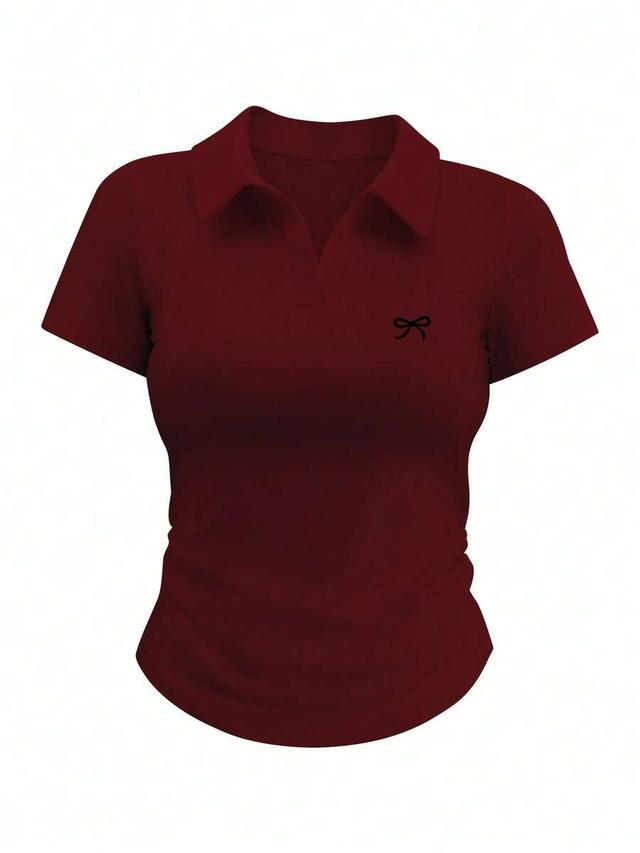burgundy slim fit short sleeve polo shirt