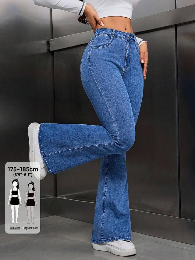 women's solid color casual flare-leg jeans