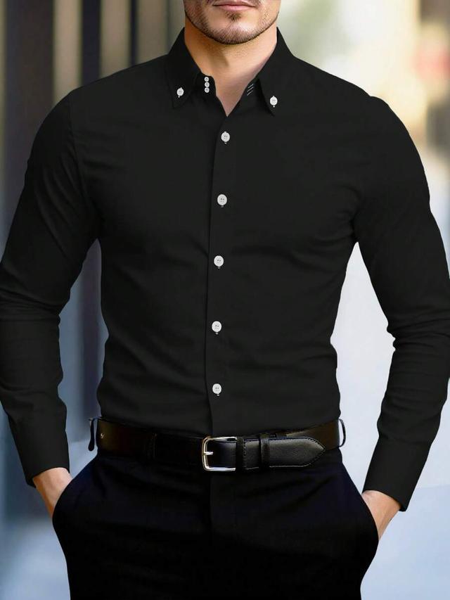 black long sleeve button down dress shirt